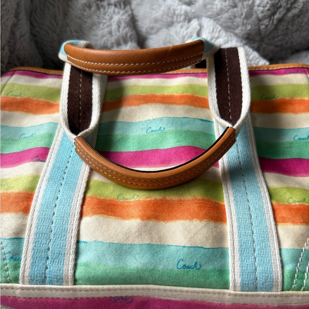 Y2K Coach Hampton Watercolour Striped Canvas Bag - Picture 10 of 12